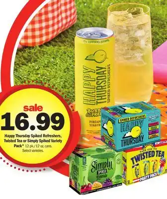 Meijer Happy Thursday Spiked Refreshers, Twisted Tea or Simply Spiked Variety Pack offer