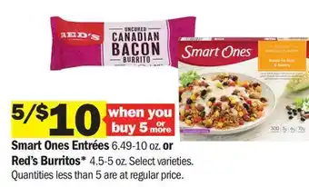 Meijer Smart Ones Entrées 6.49-10 oz. or Red's Burritos* 4.5-5 oz offer