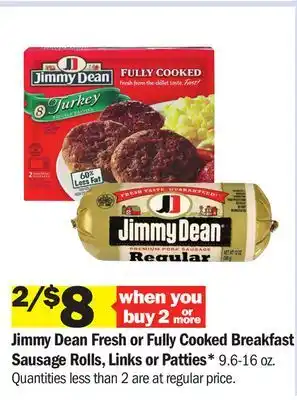 Meijer Jimmy Dean Fresh or Fully Cooked Breakfast Sausage Rolls, Links or Patties offer