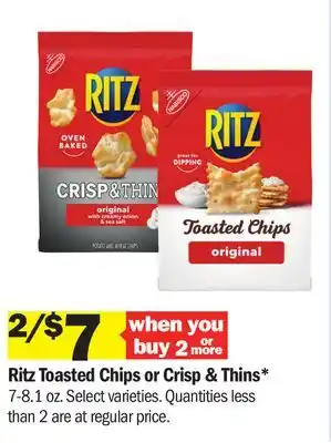 Meijer Ritz Toasted Chips or Crisp & Thins offer