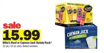 Meijer Mike's Hard or Cayman Jack Variety Pack offer