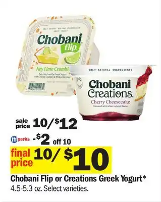 Meijer Chobani Flip or Creations Greek Yogurt offer