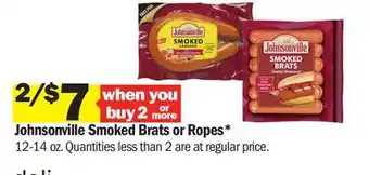 Meijer Johnsonville Smoked Brats or Ropes offer