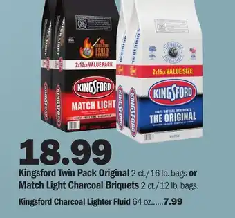Meijer Kingsford Twin Pack Original 2 ct./16 lb. bags or Match Light Charcoal Briquets 2 ct./12 lb. bags offer