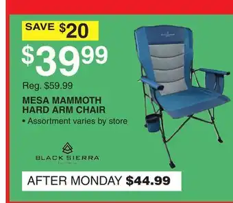 Dunham's Sports BLACK SIERRA MESA MAMMOTH HARD ARM CHAIR offer