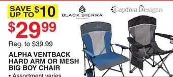 Dunham's Sports BLACK SIERRA ALPHA VENTBACK HARD ARM OR MESH BIG BOY CHAIR offer