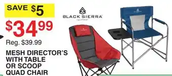 Dunham's Sports BLACK SIERRA MESH DIRECTOR'S WITH TABLE OR SCOOP QUAD CHAIR offer