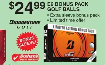 Dunham's Sports E6 BONUS PACK GOLF BALLS offer