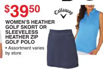 Dunham's Sports WOMEN'S HEATHER GOLF SKORT OR SLEEVELESS HEATHER ZIP GOLF POLO offer