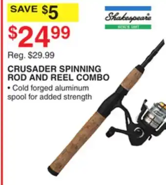 Dunham's Sports SHAKESPEARE CRUSADER SPINNING ROD AND REEL COMBO offer