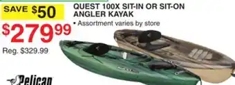 Dunham's Sports PELICAN QUEST 100X SIT-IN OR SIT-ON ANGLER KAYAK offer