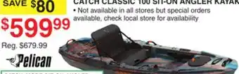 Dunham's Sports PELICAN CATCH CLASSIC 100 SIT-ON ANGLER KAYAK offer