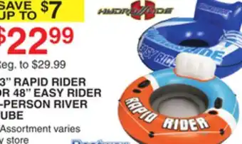 Dunham's Sports 53 RAPID RIDER OR 48 EASY RIDER 1-PERSON RIVER TUBE offer