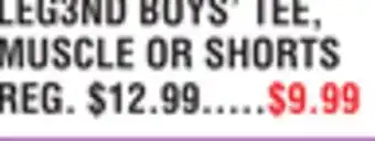 Dunham's Sports LEG3ND BOYS' TEE, MUSCLE OR SHORTS offer