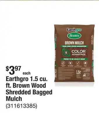 The Home Depot Earthgro 1.5 cu. ft. Brown Wood Shredded Bagged Mulch offer