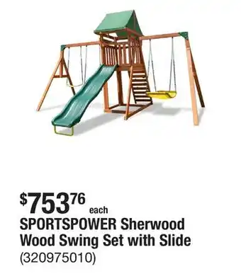 The Home Depot SPORTSPOWER Sherwood Wood Swing Set with Slide offer