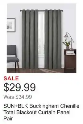 Costco SUN+BLK Buckingham Chenille Total Blackout Curtain Panel Pair offer