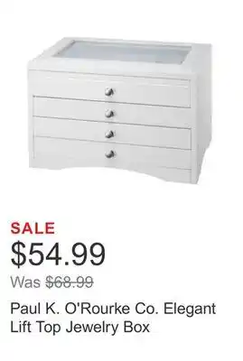 Costco Paul K. O'Rourke Co. Elegant Lift Top Jewelry Box offer