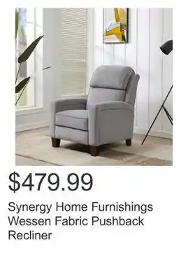 Costco Synergy Home Furnishings Wessen Fabric Pushback Recliner offer