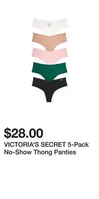 Victoria's Secret VICTORIA'S SECRET 5-Pack No-Show Thong Panties offer