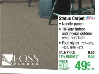 Menards Foss Status Charcoal Gray Indoor/Outdoor Carpet 12ft. Wide offer