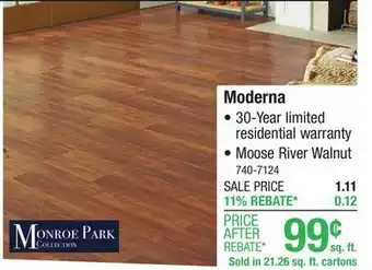 Menards Monroe Park Moderna Moose River Walnut 8-1/32 x 47-5/8 Laminate Flooring (21.26 sq.ft./ctn) offer