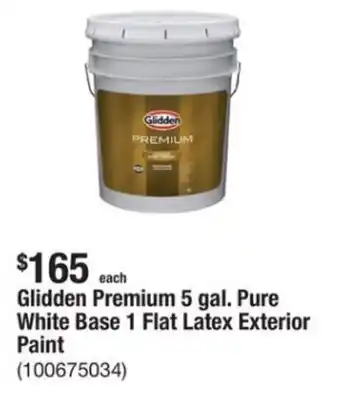 The Home Depot Glidden Premium 5 gal. Pure White Base 1 Flat Latex Exterior Paint offer