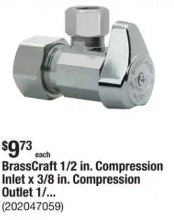 The Home Depot BrassCraft 1/2 in. Compression Inlet x 3/8 in. Compression Outlet 1/... offer