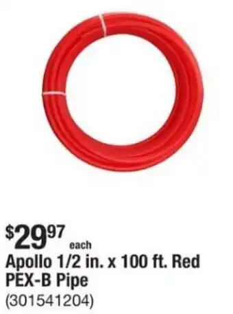 The Home Depot Apollo 1/2 in. x 100 ft. Red PEX-B Pipe offer