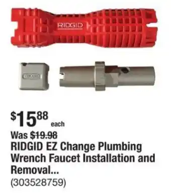 The Home Depot RIDGID EZ Change Plumbing Wrench Faucet Installation and Removal... offer