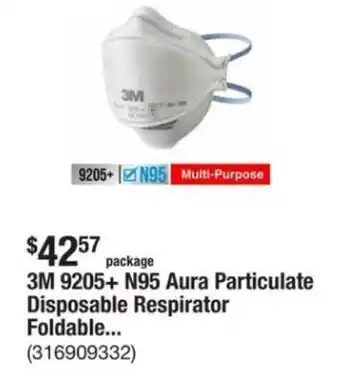 The Home Depot 3M 9205+ N95 Aura Particulate Disposable Respirator Foldable... offer
