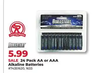 Runnings Durastart 24 Pack AA or AAA Alkaline Batteries offer