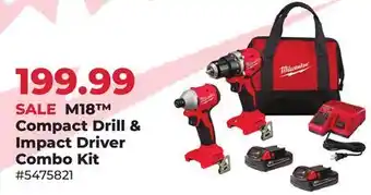 Runnings Milwaukee M18 Compact Drill & Impact Driver Combo Kit offer