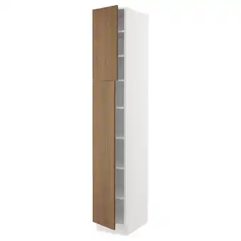 Ikea Sektion High cabinet with shelves/2 doors, white/tistorp brown walnut effect, 15x24x90 offer
