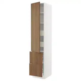 Ikea Sektion / maximera High cab w door/2 fronts/4 drawers, white/tistorp brown walnut effect, 18x24x90 offer