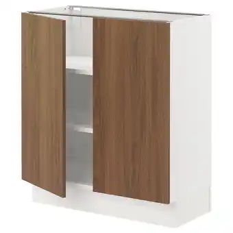 Ikea Sektion Base cabinet with shelves/2 doors, white/tistorp brown walnut effect, 30x15x30 offer