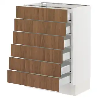 Ikea Sektion / maximera Base cabinet 6 fronts/6 low drawers, white/tistorp brown walnut effect, 24x15x30 offer