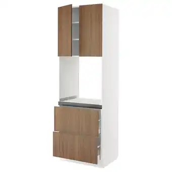 Ikea Sektion / maximera High cab f oven+2 drawers/2 doors, white/tistorp brown walnut effect, 30x24x90 offer