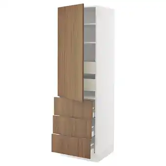 Ikea Sektion / maximera High cab w door/3 fronts/5 drawers, white/tistorp brown walnut effect, 24x24x80 offer