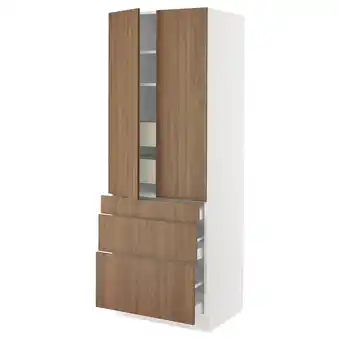 Ikea Sektion / maximera High cab w 2 drs/3 fronts/5 drawers, white/tistorp brown walnut effect, 30x24x80 offer