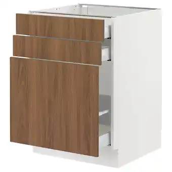 Ikea Sektion / maximera Base cabinet/p-out storage/2 drwrs, white/tistorp brown walnut effect, 24x24x30 offer