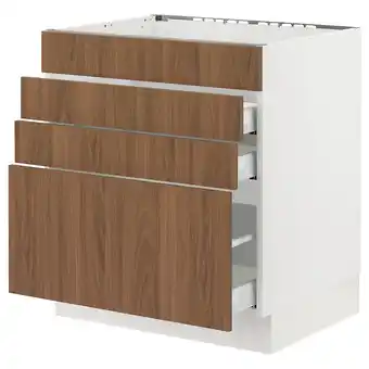 Ikea Sektion / maximera Base cab f cktp/4 fronts/3 drawers, white/tistorp brown walnut effect, 30x24x30 offer