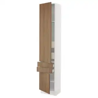 Ikea Sektion / maximera High cab w 2drs/2 fronts/4 drawers, white/tistorp brown walnut effect, 18x15x90 offer