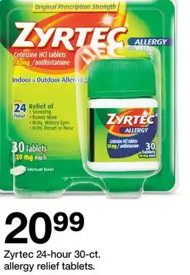 Target Zyrtec 24-hour 30-ct. allergy relief tablets offer