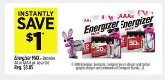 Dollar General Energizer MAX Batteries AA or AAA offer
