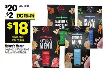 Dollar General Nature's Menu Dog Food or Puppy Food offer