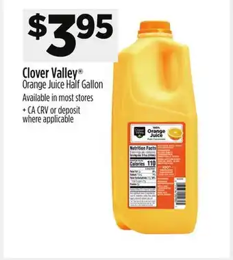 Dollar General Clover Valley Orange Juice offer