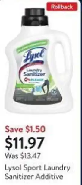 Walmart Lysol Sport Laundry Sanitizer Additive offer