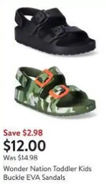 Walmart Wonder Nation Toddler Kids Buckle EVA Sandals offer