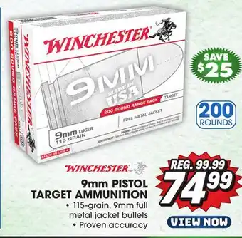 Big 5 Winchester 9mm 200-Round Pistol Target Ammunition offer